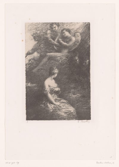 Marguerite, Faust ve Mephisto'ya cennet La Damnation de Faust'tan görünür. Apparition de Marguerite Hector Berlioz'un hayatı ve eserleri (dizi adı) by Ignace Henri Jean Fantin Latour