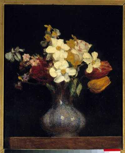 Nergis ve laleler Tablosu Henri Fantin Latour (Fantin-Latour) by Ignace Henri Jean Fantin Latour