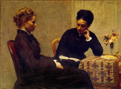 Okumak Genç bir kör kişiye kitap okuyan bir kadın by Ignace Henri Jean Fantin Latour