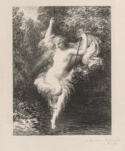 yıkanan Sarah by Ignace Henri Jean Fantin Latour