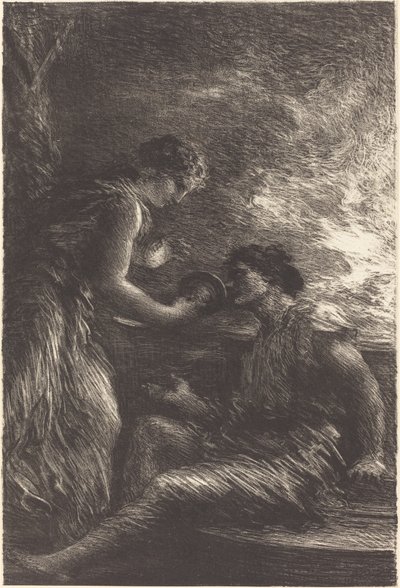 "Valkyrie"nin I. Perdesinden Sieglinde ve Siegmund by Ignace Henri Jean Fantin Latour
