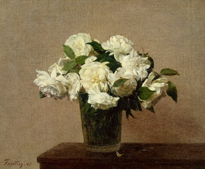 Beyaz Güllü Natürmort by Ignace Henri Jean Fantin Latour