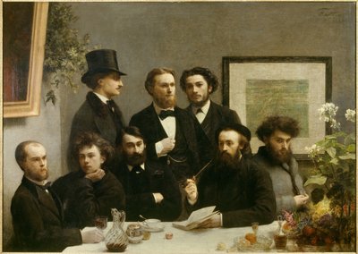 Masa köşesi Soldan sağa Paul Verlaine, Arthur Rimbaud, Elzear Bonnier, Leon Valade, Emile Blemont, Jean Aicart, Ernest d