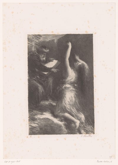 Büyücü Klingsor, Kundry'yi Parsifal'e çağırır. II. Perde Evokasyon de Kundry Richard Wagner'in Hayatı ve Eserleri (dizi başlığı) by Ignace Henri Jean Fantin Latour