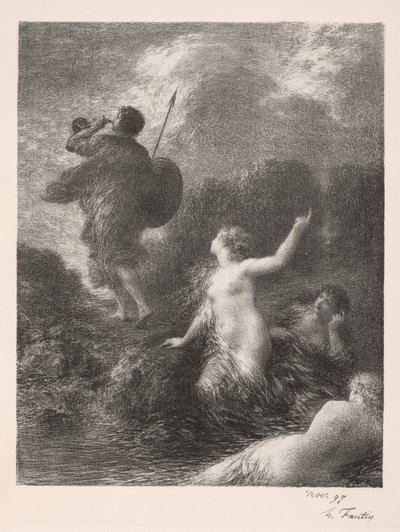 Tanrıların Alacakaranlığı: Siegfried ve Ren Bakireleri by Ignace Henri Jean Fantin Latour