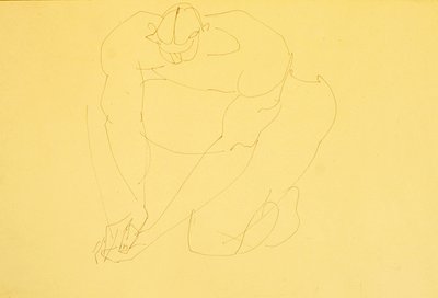 Çıplak Erkek Diz çökmüş II by Henri Gaudier-Brzeska