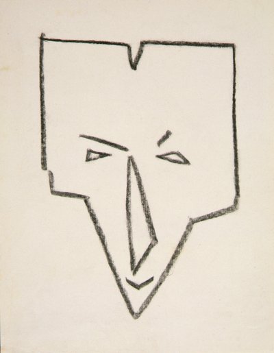 Etnik Maske Başlığı (kağıt üzerine siyah tebeşir) by Henri Gaudier-Brzeska