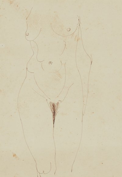 Kadın Çıplak Gövde (kağıt üzerine kalem ve mürekkep) by Henri Gaudier-Brzeska