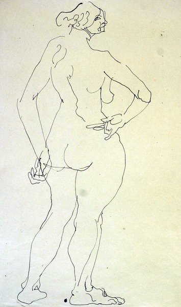El kalça üzerinde çıplak kadın by Henri Gaudier Brzeska