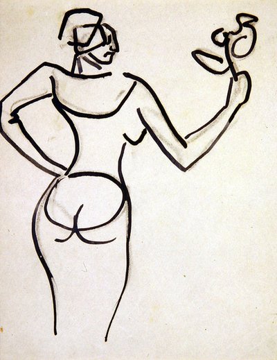 Bir demet çiçek tutan bayan by Henri Gaudier-Brzeska