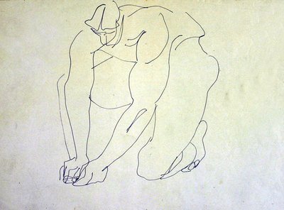 erkek çıplak diz çökmüş ben by Henri Gaudier-Brzeska