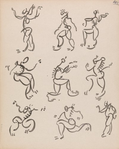 Üç Kayıtta Dans Eden Dokuz Figür by Henri Gaudier Brzeska