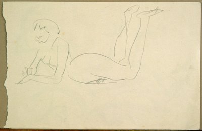 Çıplak Kız Yerde Yatıyor (kağıt üzerine mürekkep) by Henri Gaudier Brzeska