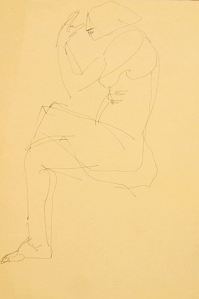 Sophie çıplak, oturmuş, bacak bacak üstüne atmış by Henri Gaudier Brzeska