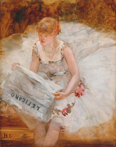 Dansçı Okuma Le Figaro, 1885 dolayları by Henri Gervex