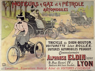 Parisli bir araba satıcısının reklamını yapan poster by Henri Gray