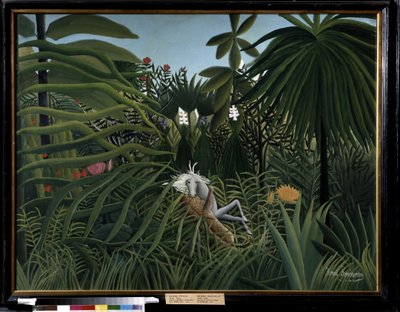 At bir jaguar tarafından saldırıya uğradı. Henri Rousseau