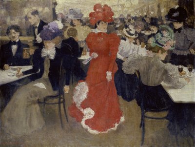 Paris'teki Café dHarcourt'ta by Henri Jacques Edouard Evenepoel