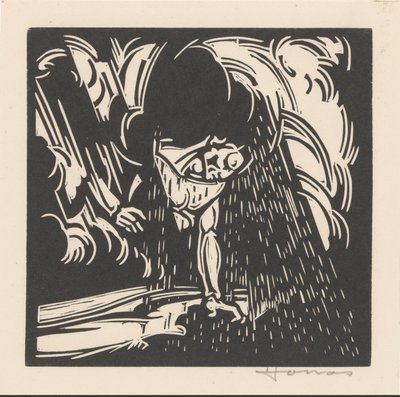 Bir manzara üzerinde yağmurun kişileştirilmesi by Henri Jonas (signed by artist)
