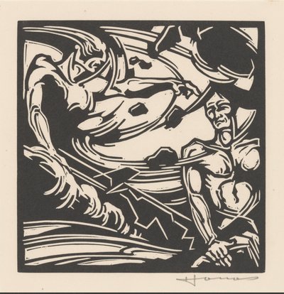 Dönen bir hava kütlesi içinde iki çıplak adam by Henri Jonas (signed by artist)