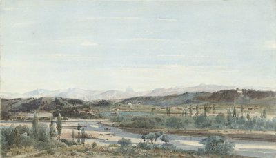 Fransa'nın güneyinde bir nehir vadisi ile manzara by Henri Joseph Harpignies