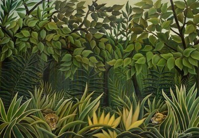 Ormanda Gözcü İki Aslan, 1909-1910. by Henri Julien Félix Rousseau