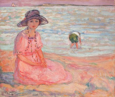 Deniz Kenarında Pembe Elbiseli Kadın; Femme a la Robe Rose ve bord de la Mer, c.1920 by Henri Lebasque