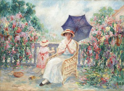 Terasta Genç Kız ve Çocuk, 1914-15 by Henri Lebasque