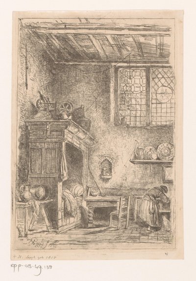 Kutu yatak ile Flaman iç by Henri Leys (baron)