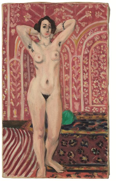 Kırmızı zemin üzerinde çıplak by Henri Matisse