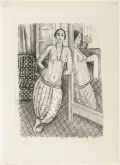 Çizgili Pantolonlu Odalisque, Aynada Yansıyan by Henri Matisse