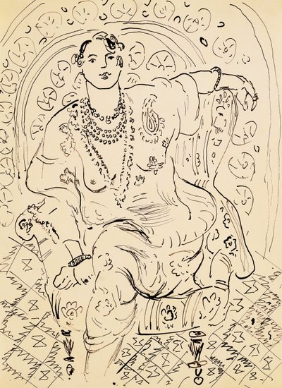 Çiçekli Arka Planlı Odalisque by Henri Matisse