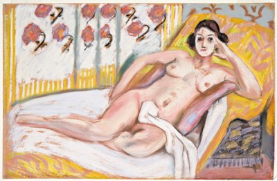 Uzanmış Çıplak (Nu Allonge) c.1925 (floklu kağıt üzerine pastel) by Henri Matisse