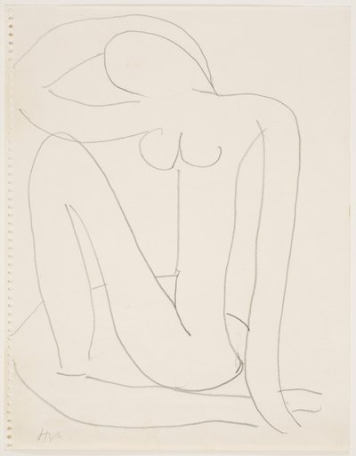 Kolunu Başına Koymuş Oturan Kadın (kağıt üzerine kurşun kalem) by Henri Matisse