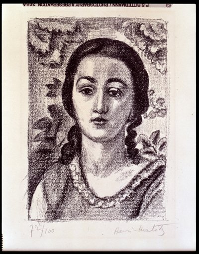 Kahverengi Bukleli Genç Kız by Henri Matisse