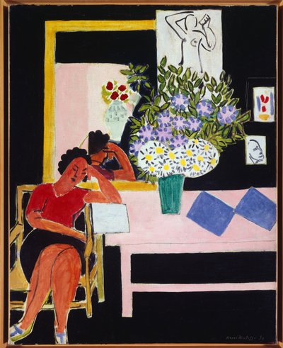liseuse sur fond noir 1939 (tuval üzerine yağlıboya) by Henri Matisse