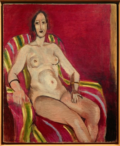nu assis fond rouge 1925 (tuval üzerine yağlıboya) by Henri Matisse