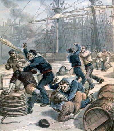 İngiliz ve Alman denizciler arasında Millwall Docks, Londra, 1892 by Henri Meyer