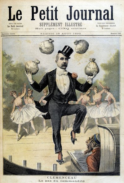 Georges Clemenceau, İngiliz Sterlini ile hokkabazlık yapıyor - 19/08/1893 tarihli “Le Petite Journal”da by Henri Meyer
