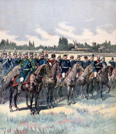 General Saussier ve yabancı askeri ataşelerle yapılan askeri inceleme, 14 Temmuz 1891. by Henri Meyer