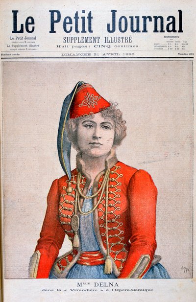 Mlle Delna, komik operada bir vivandiere canlandırıyor, La Vivandiere, 1895 by Henri Meyer