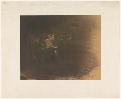 Bir okuma kadın ile karanlık oda by Henri Patrice Dillon (signed by artist)