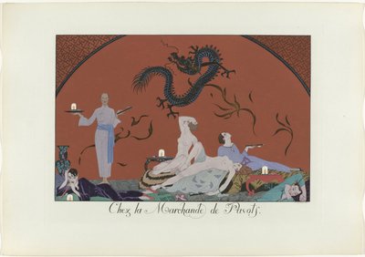 Günün Mutluluğu veya Graces à la Mode: Chez la Marchande de Poppies. (nesne üzerindeki başlık) Günün Mutluluğu veya Şık Güzeller (dizi adı) by Henri Reidel