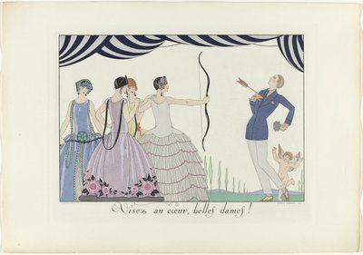 Kalbi hedefleyin, güzel bayanlar! (nesne üzerindeki başlık) Günün Mutluluğu veya Moda Güzeller (dizi başlığı) by Henri Reidel