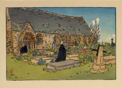 Perros-Guirec mezarlığı ve kilisesi by Henri Rivière