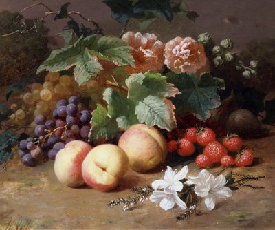 Çiçek ve meyve natürmortu. Henri Robbe (1807-1899) tarafından yapılmıştır. Özel koleksiyon. by Henri Robbe