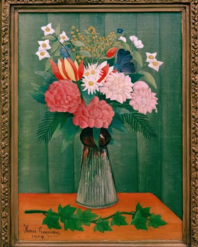 Sarmaşık dalında çiçek buketi by Henri Rousseau