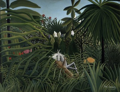 Jaguar Ata Saldırıyor, 1910 by Henri Rousseau