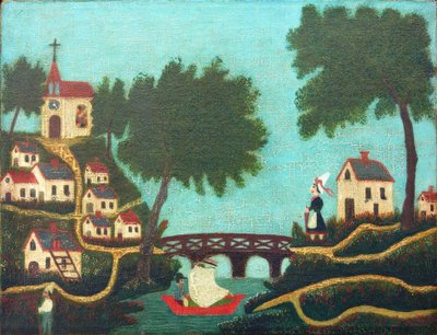 Manzara, köprü by Henri Rousseau