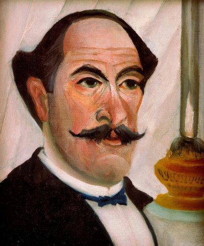 Sanatçının bir lamba ile kendi başına portresi by Henri Rousseau